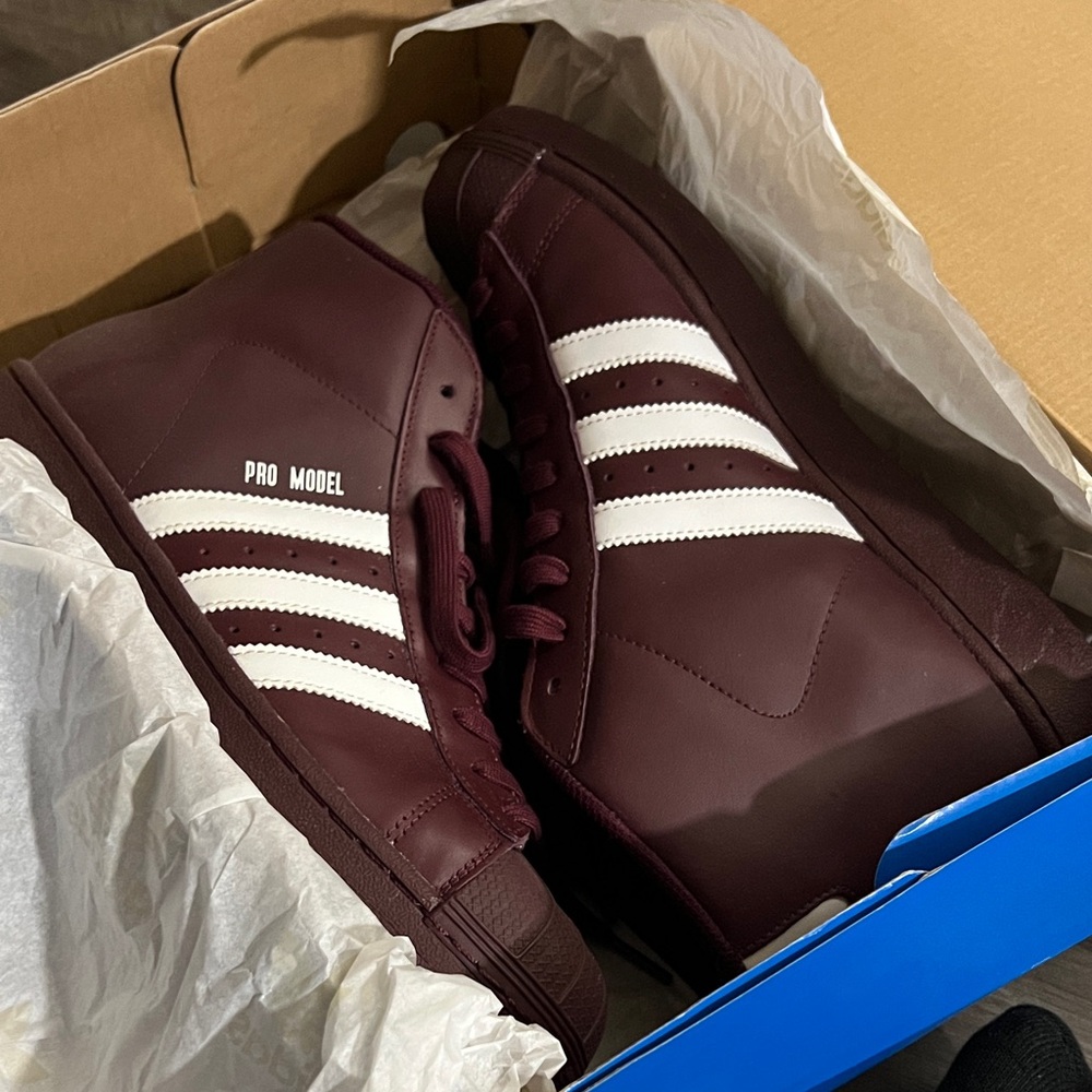 adidas Pro Model Burgundy and White Sneakers